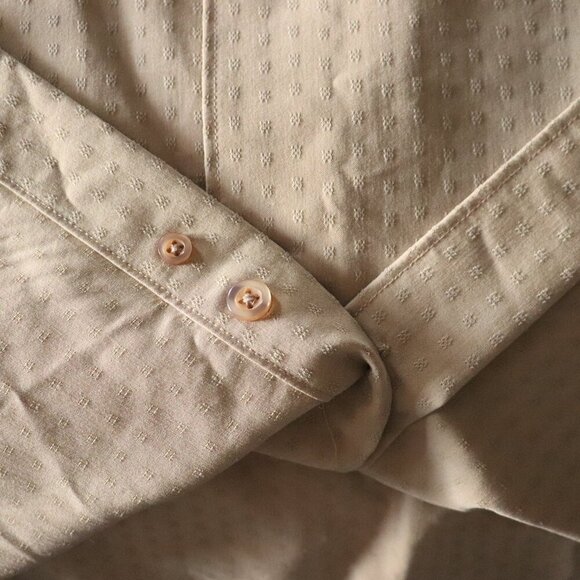 Penmans Men's Tan Large‎ Collared Button Down Pocket Long Sleeve Dress Shirt - Picture 9 of 11